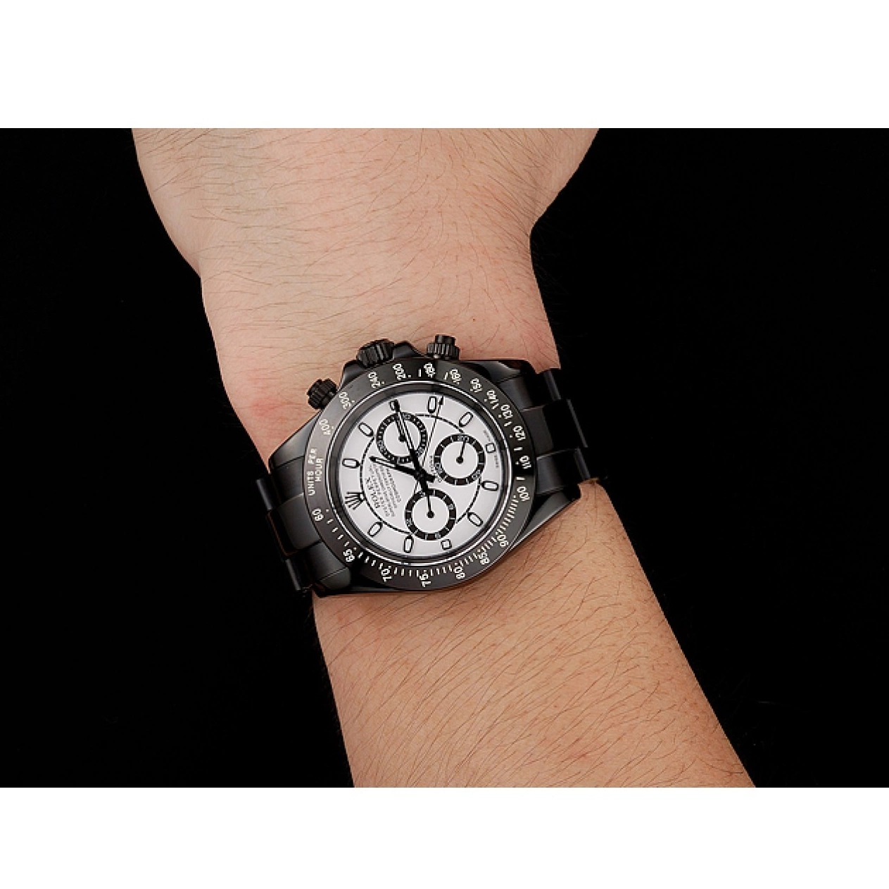 Aaa fake watches Bracelet Staineless Rolex White Daytona Dial 1454021 Steel Midnight Black 0701